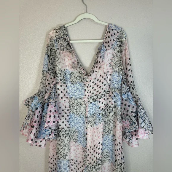 Nasty Gal Collection Chiffon Printed Ruffle Sleeve Maxi Dress size 14 $264 - Picture 11 of 16